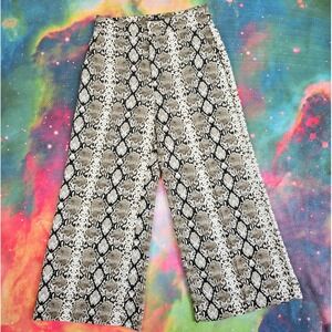 Snakeskin Print Wide Leg‎ Pants High Waist Animal Print Trousers
